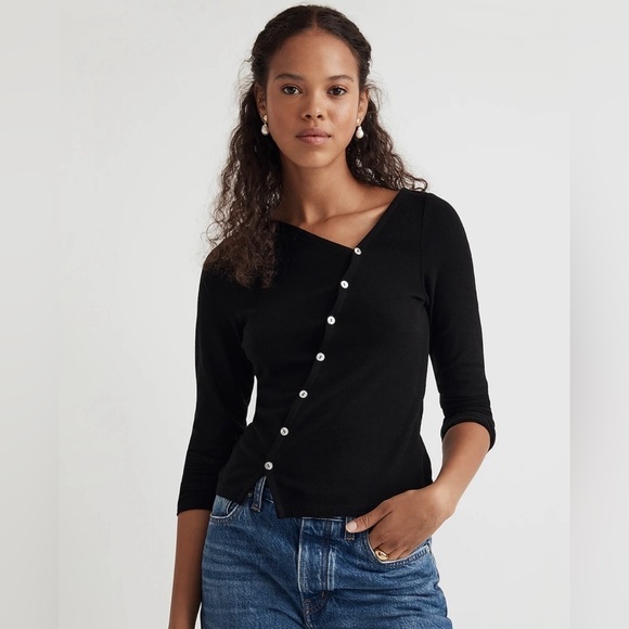 Madewell Asymmetrical Button-Front Cardigan - Picture 1 of 11